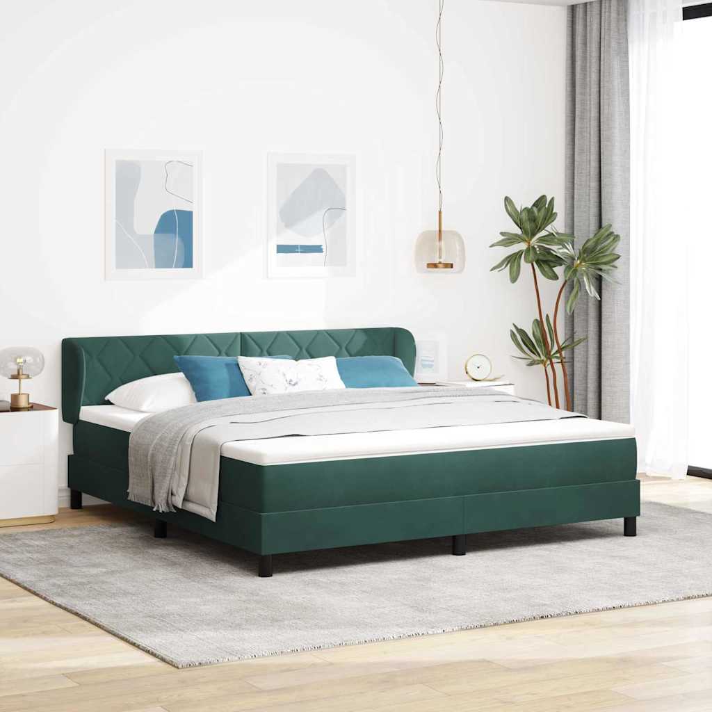 vidaXL Κρεβάτι με ελατήρια Σκούρο πράσινο 180 x 200 cm Βελούδο