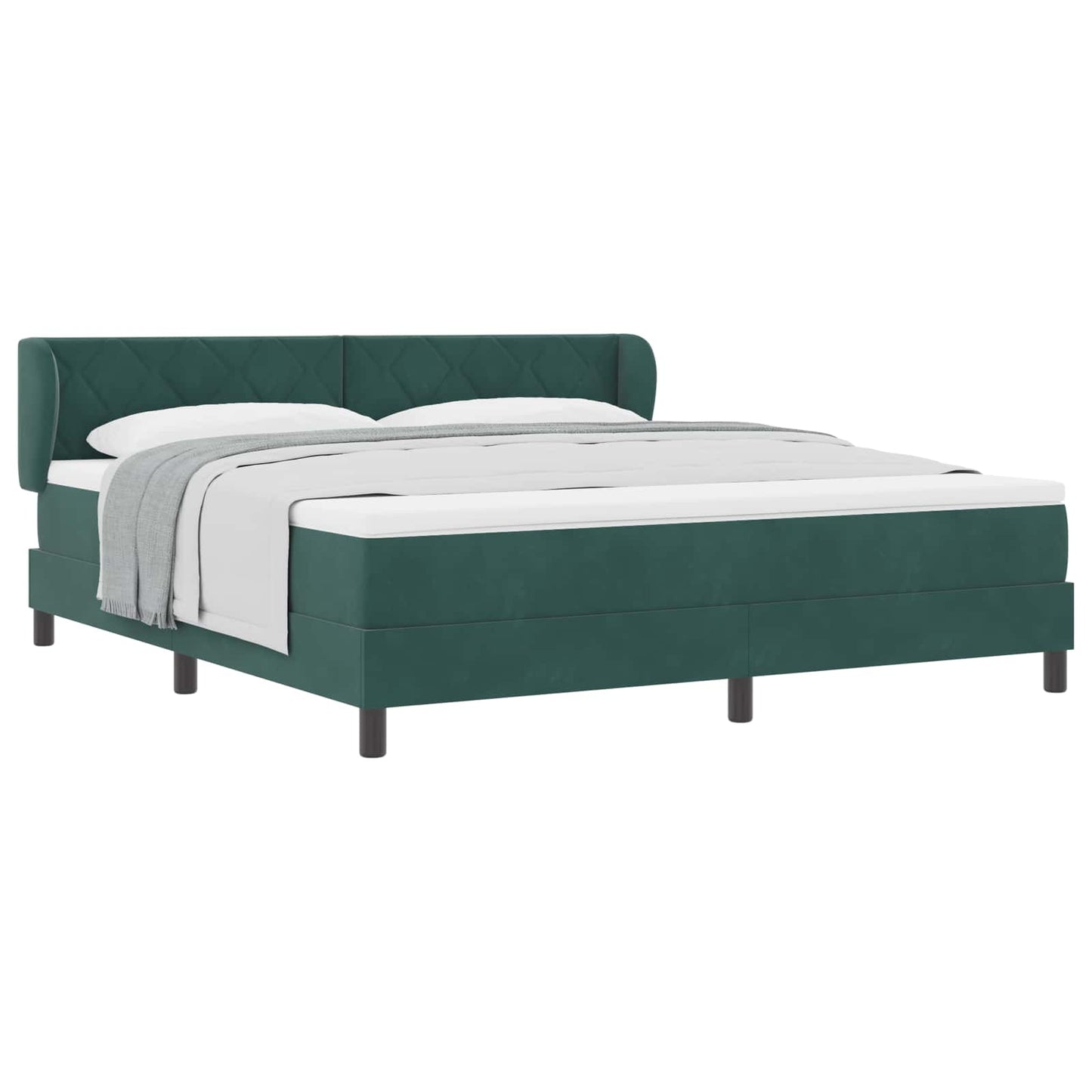 vidaXL Κρεβάτι με ελατήρια Σκούρο πράσινο 180 x 200 cm Βελούδο