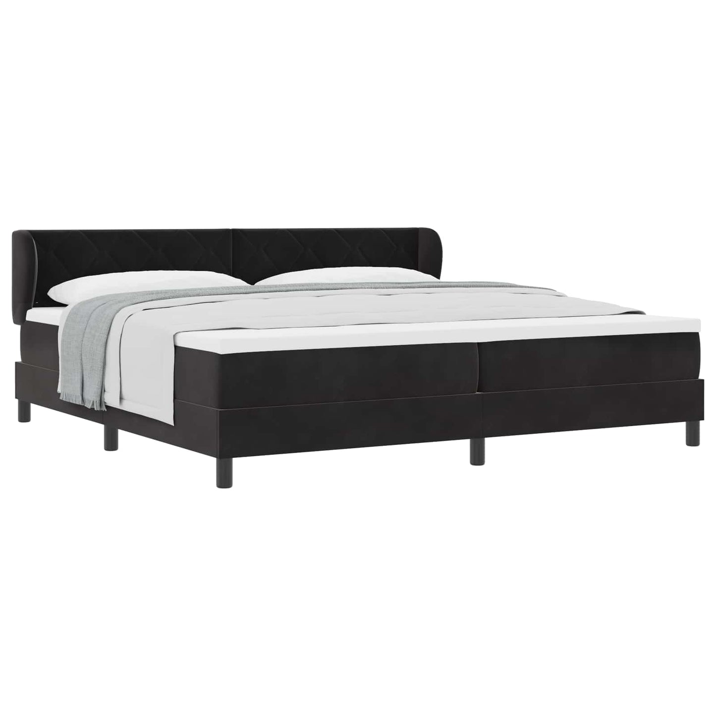vidaXL Κρεβάτι με ελατήρια με κεφαλάρι Μαύρο 200 x 200 cm Βελούδο