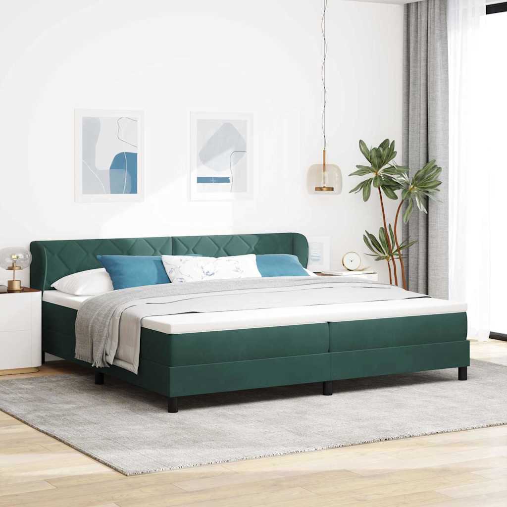 vidaXL Κρεβάτι με ελατήρια Σκούρο πράσινο 200 x 200 cm Βελούδο