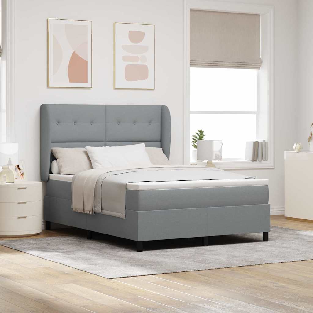 vidaXL Κρεβάτι με ελατήρια Ανοιχτό γκρι 140 x 200 cm ύφασμα