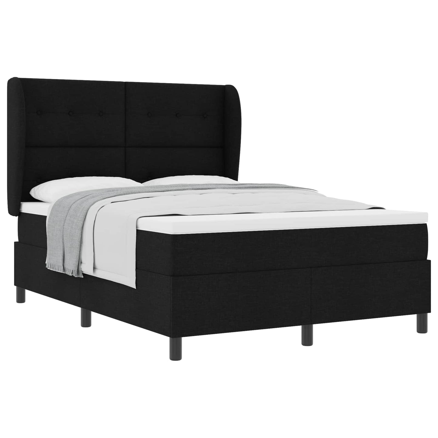vidaXL Κρεβάτι με ελατήρια με κεφαλάρι Μαύρο 140 x 200 cm ύφασμα