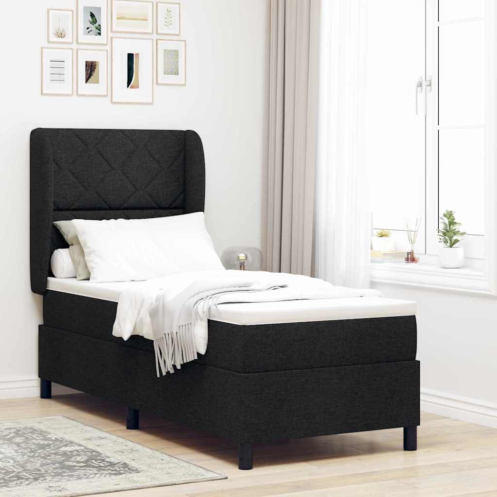 vidaXL Κρεβάτι με ελατήρια με κεφαλάρι Μαύρο 80 x 200 cm ύφασμα
