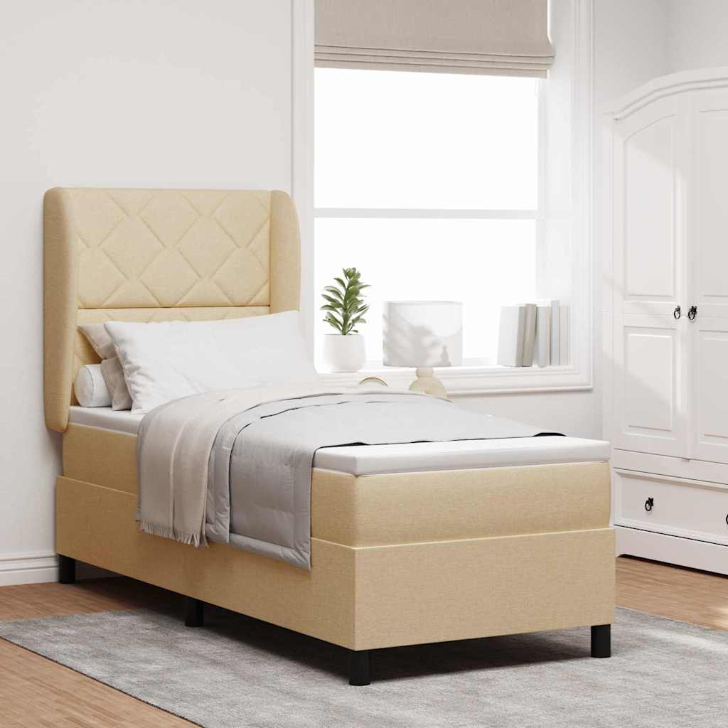 vidaXL Κρεβάτι με ελατήρια με μαξιλάρι Κρεμ 80 x 200 cm ύφασμα