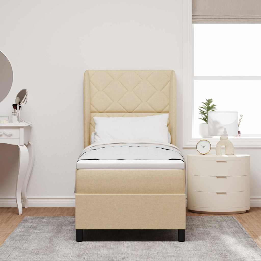 vidaXL Κρεβάτι με ελατήρια με μαξιλάρι Κρεμ 80 x 200 cm ύφασμα
