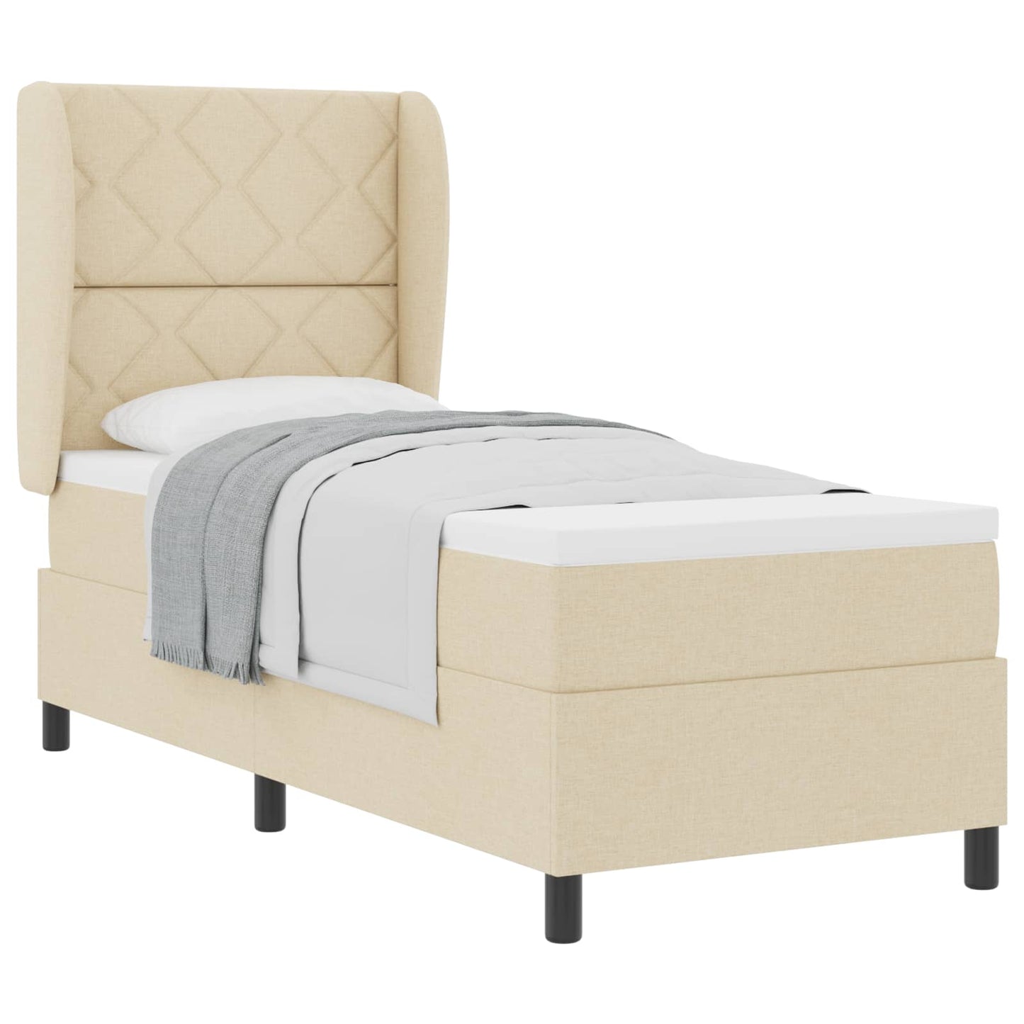 vidaXL Κρεβάτι με ελατήρια με μαξιλάρι Κρεμ 80 x 200 cm ύφασμα
