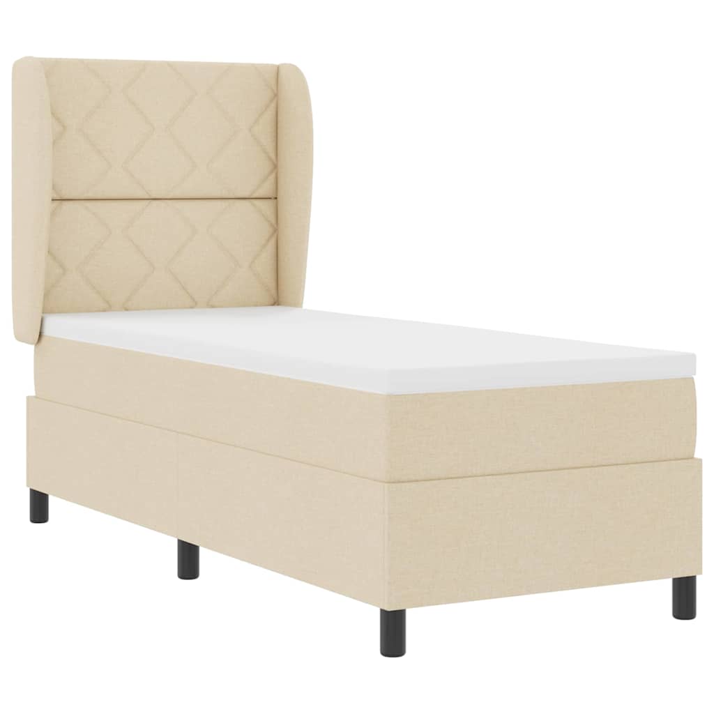 vidaXL Κρεβάτι με ελατήρια με μαξιλάρι Κρεμ 80 x 200 cm ύφασμα