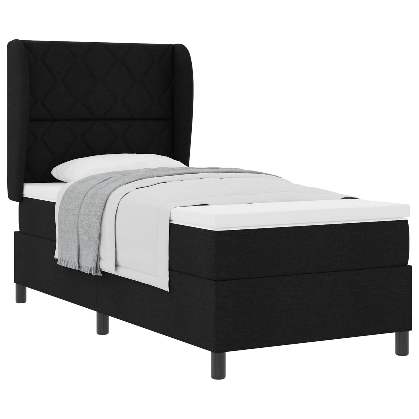 vidaXL Κρεβάτι με ελατήρια με κεφαλάρι Μαύρο 90 x 190 cm ύφασμα