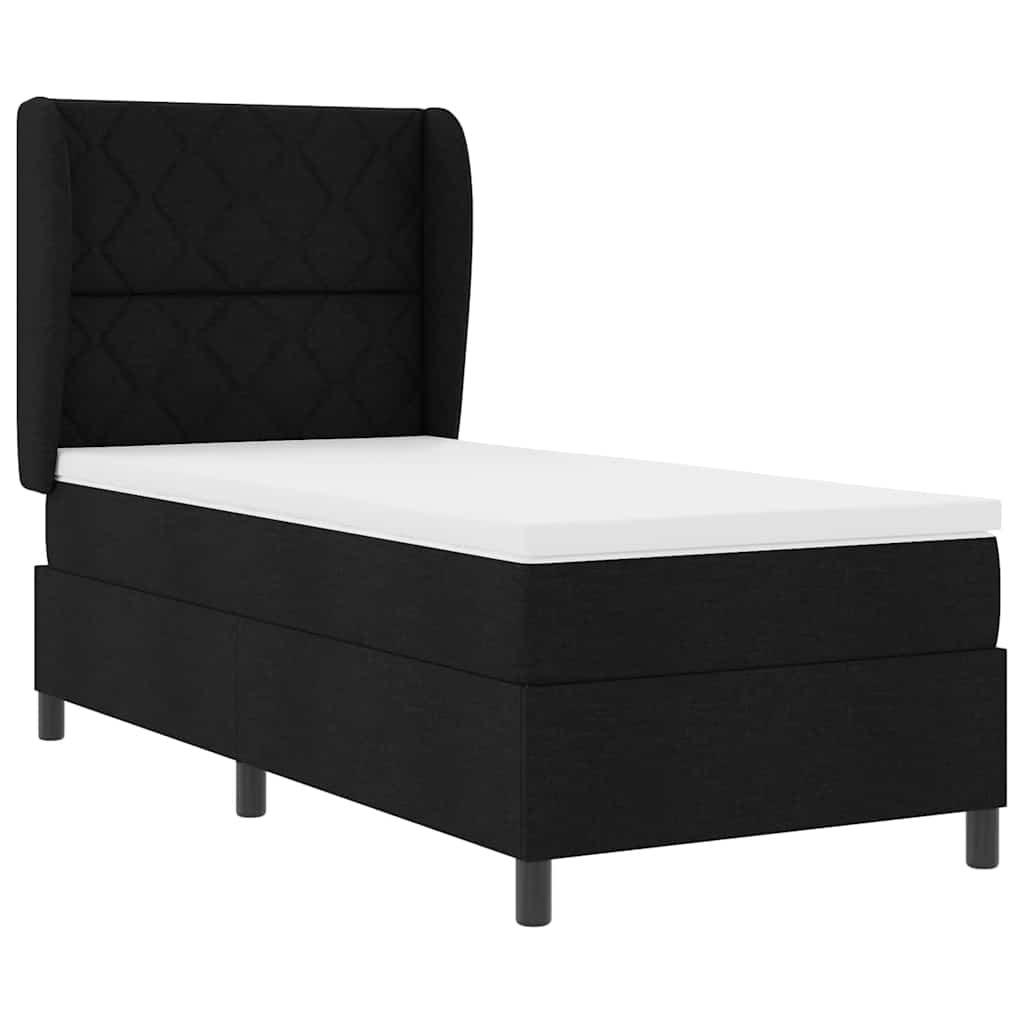 vidaXL Κρεβάτι με ελατήρια με κεφαλάρι Μαύρο 90 x 190 cm ύφασμα