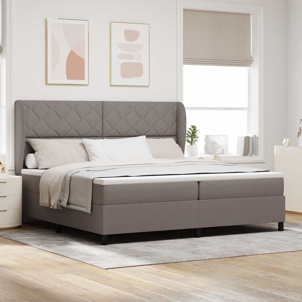 vidaXL Κρεβάτι με ελατήρια με κεφαλάρι Taupe 200 x 200 cm ύφασμα