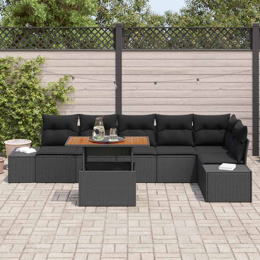 vidaXL Σέτ φαγητού για κήπο 7 pcs Μαύρο, Καφέ 100 x 55 x 73 εκ