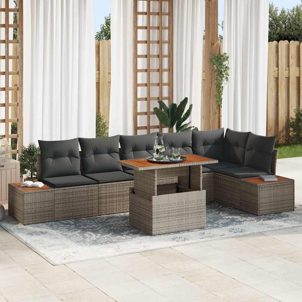 vidaXL Σέτ φαγητού για κήπο 7 pcs Γκρι και Καφέ 100 x 55 x 73 εκ
