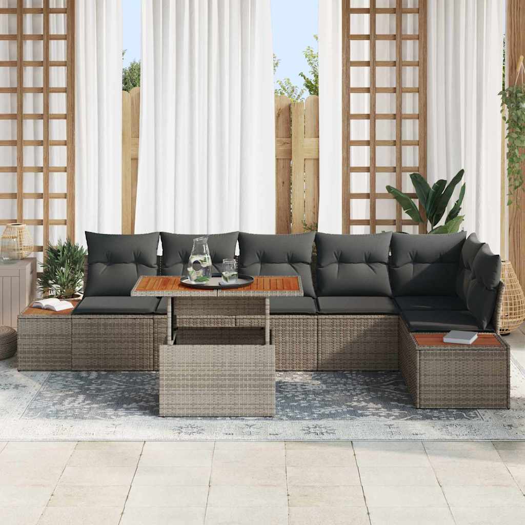 vidaXL Σέτ φαγητού για κήπο 7 pcs Γκρι και Καφέ 100 x 55 x 73 εκ