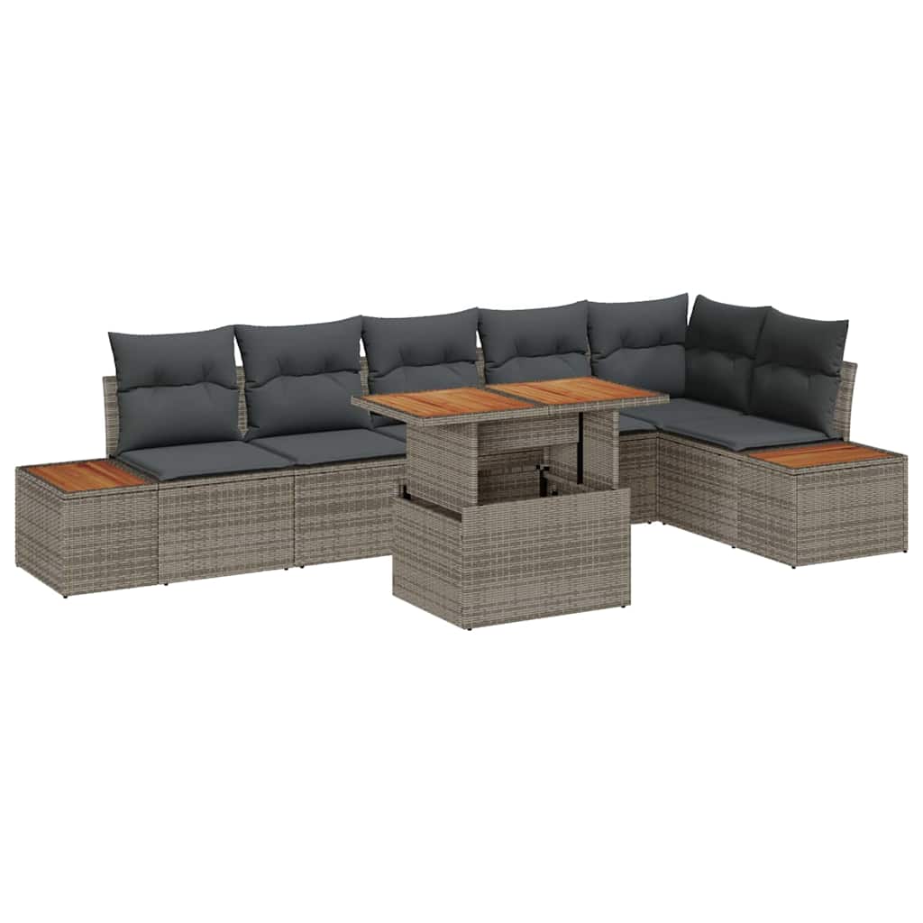 vidaXL Σέτ φαγητού για κήπο 7 pcs Γκρι και Καφέ 100 x 55 x 73 εκ
