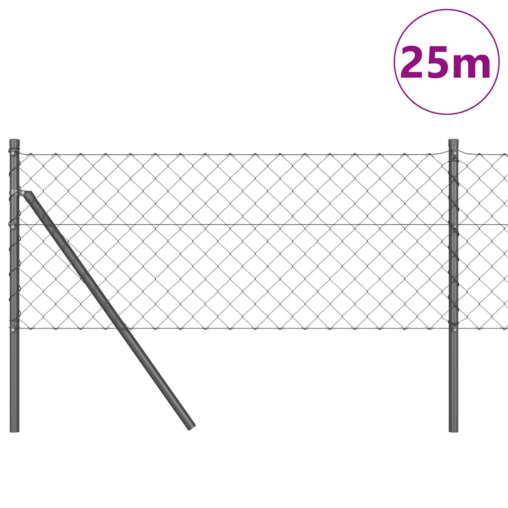 vidaXL Φράκτης από αλυσίδα για σταθερή βάση 25 x 0,4 m Γκρι Δίχτυ