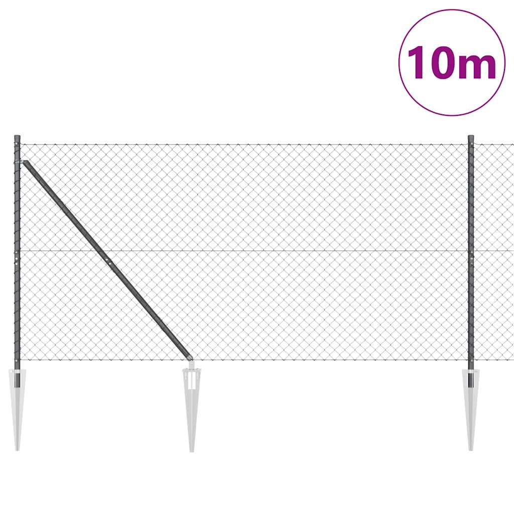 vidaXL Σετ Στύλων Φράχτη Γκρι 1.4 x 10 m