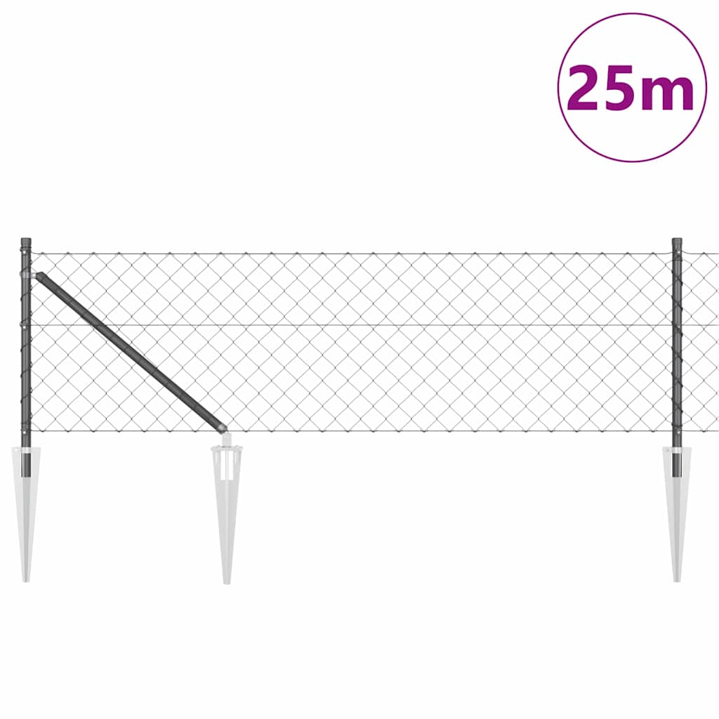 vidaXL Περίφραξη με Σπίθες 25 x 0,6 μ PVC-Επικαλυμμένο Ατσάλι Γκρι