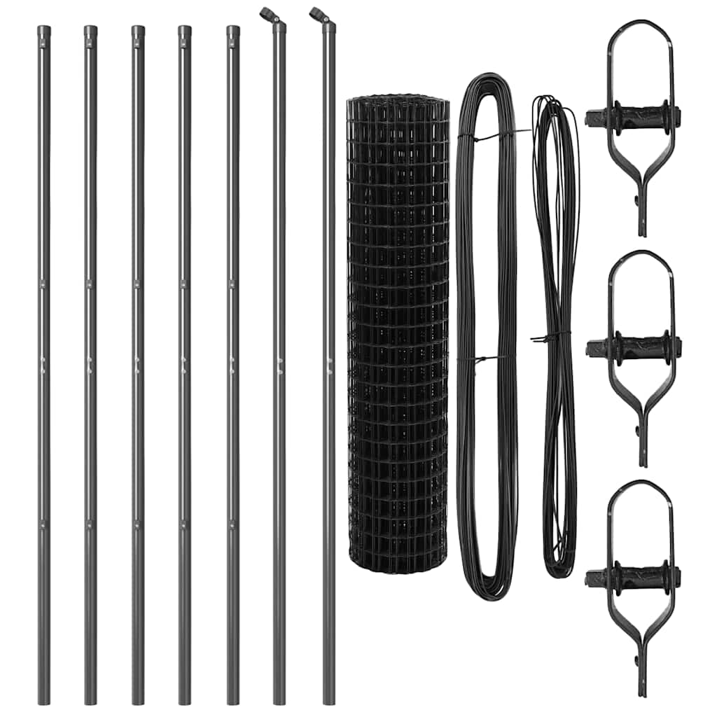 vidaXL Euro Fence με 7 Πόστα 1x10 μ Γαλβανισμένο Σίδερο Γκρι