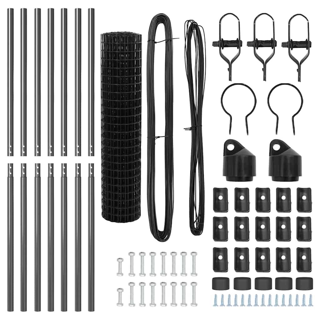 vidaXL Euro Fence με 7 Πόστα 1x10 μ Γαλβανισμένο Σίδερο Γκρι