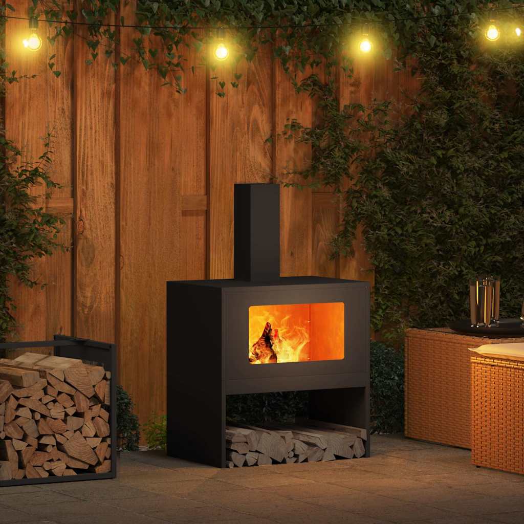 vidaXL Φωτιά Μαύρο 60 x 40 x 96 εκ. Ατσάλι σκληρυθέν στον αέρα