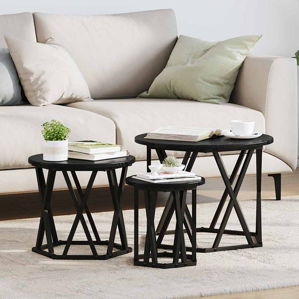 vidaXL Κομοδίνο Μονάδας 3 pcs Μαύρη δρυς 53 x 53 x 40 cm
