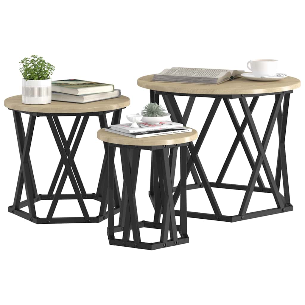 vidaXL Κομοδίνο Μονάδας 3 pcs Sonoma Δρυς 53 x 53 x 40 cm