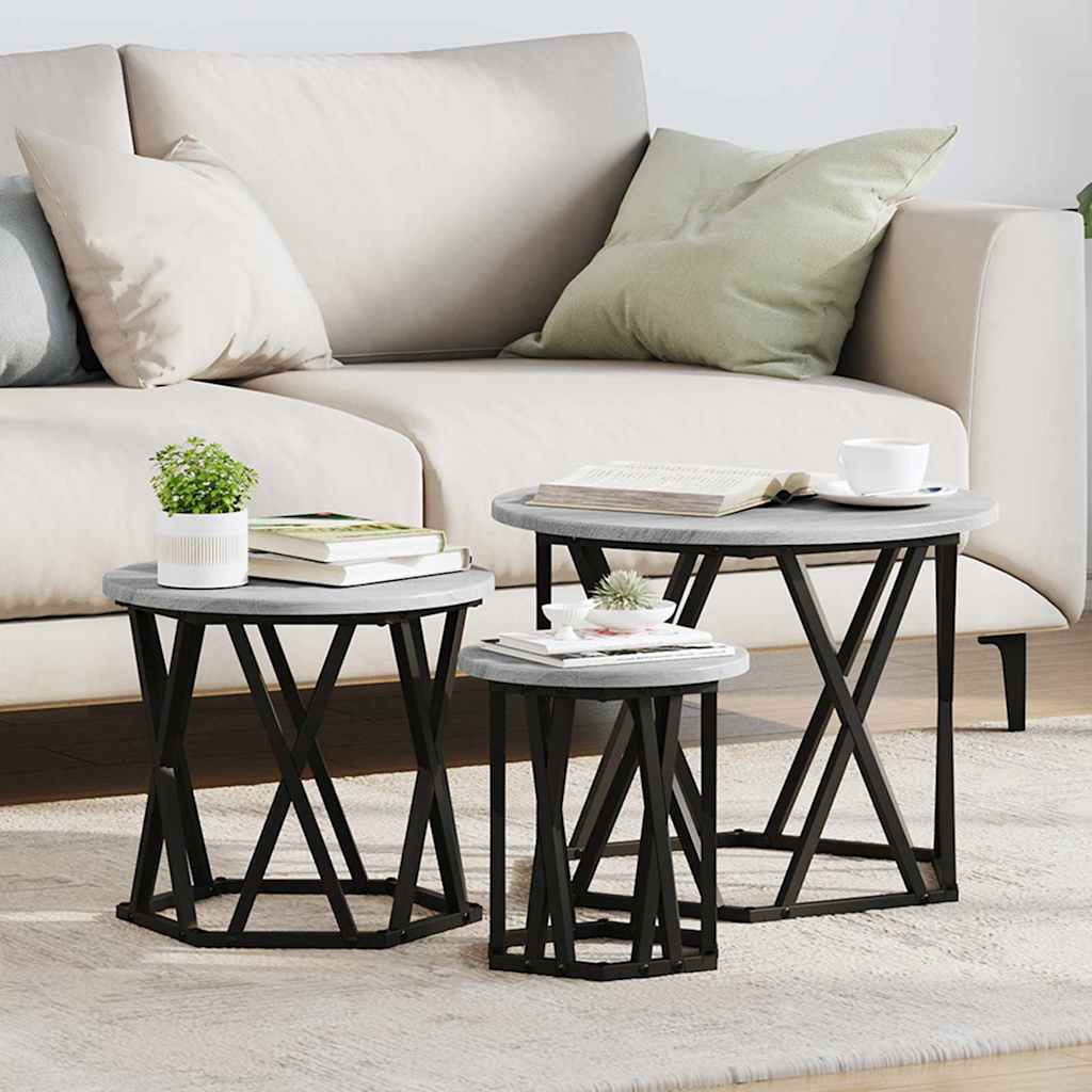 vidaXL Κομοδίνο Μονάδας 3 pcs Γκρι sonoma 53 x 53 x 40 cm