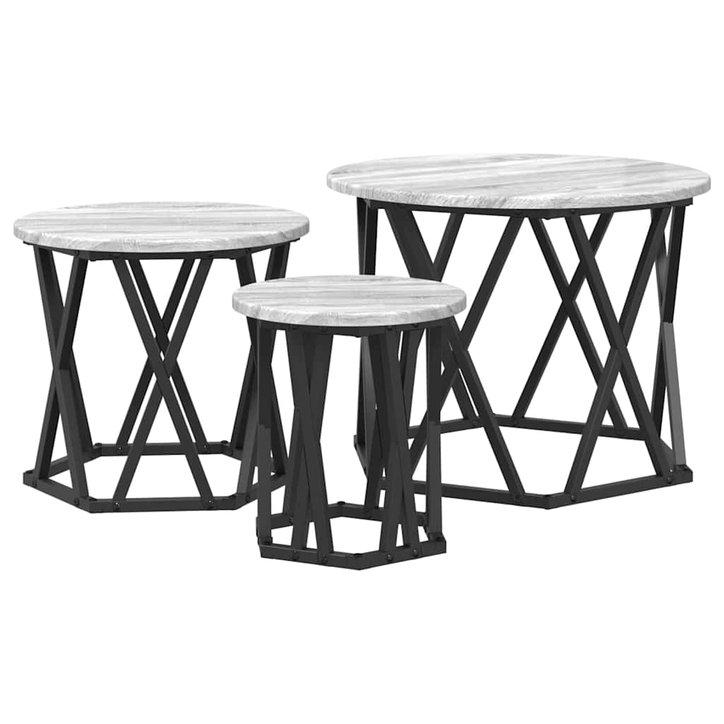 vidaXL Κομοδίνο Μονάδας 3 pcs Γκρι sonoma 53 x 53 x 40 cm