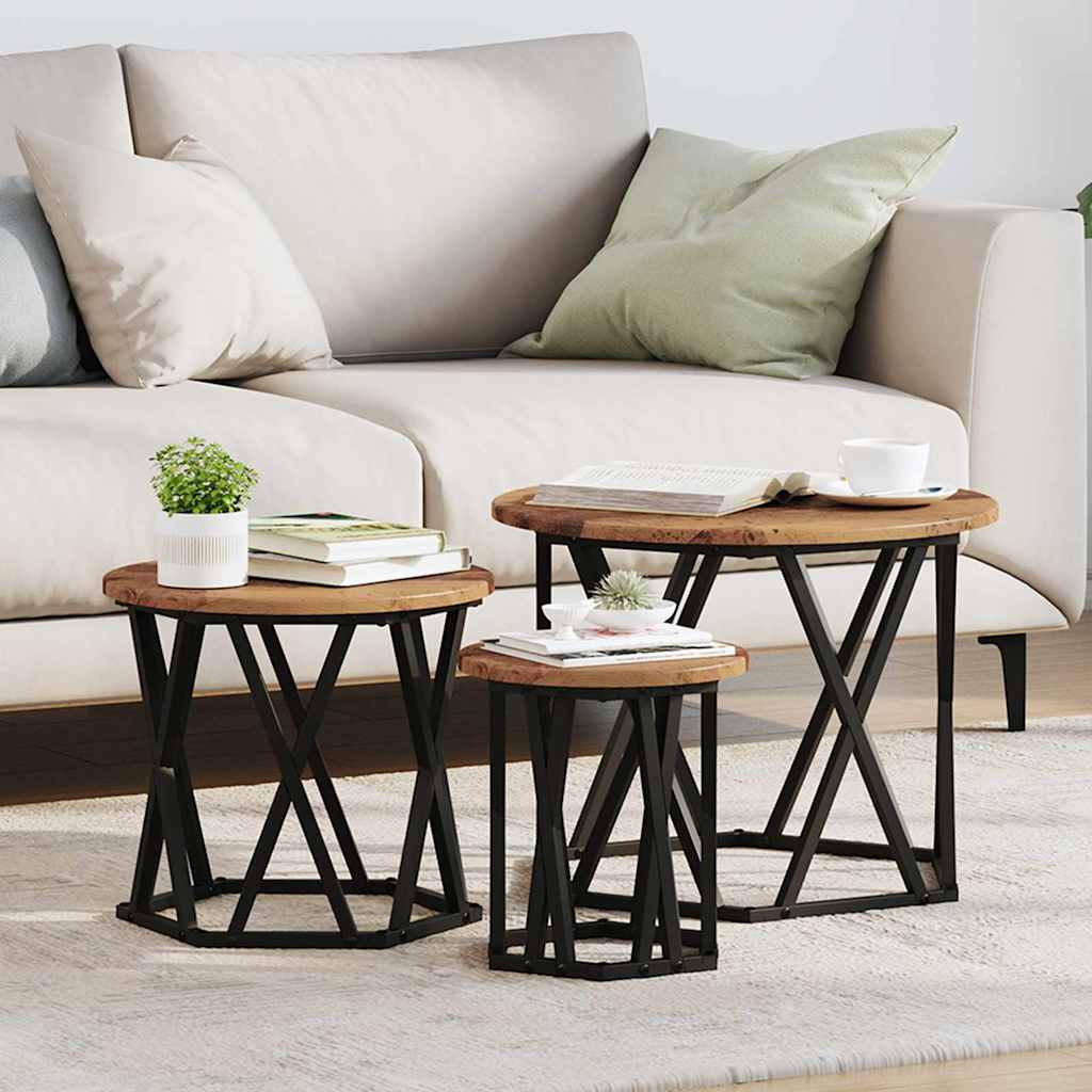 vidaXL Κομοδίνο Μονάδας 3 pcs Παλαιό ξύλο 53 x 53 x 40 cm