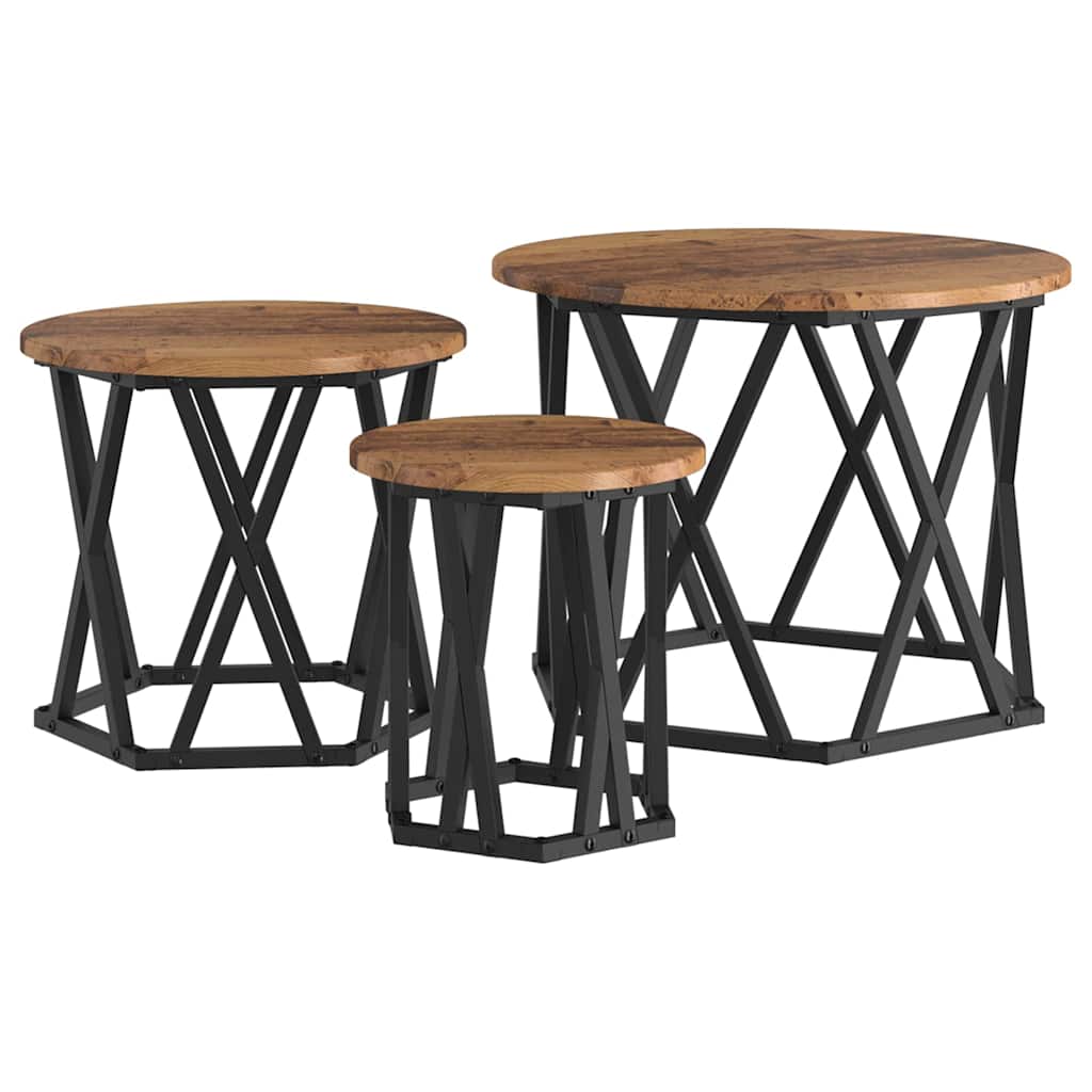 vidaXL Κομοδίνο Μονάδας 3 pcs Παλαιό ξύλο 53 x 53 x 40 cm