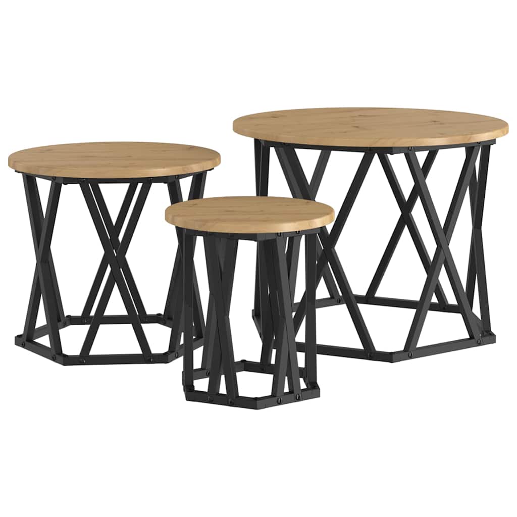vidaXL Κομοδίνο Μονάδας 3 pcs artisan δρυς 53 x 53 x 40 cm