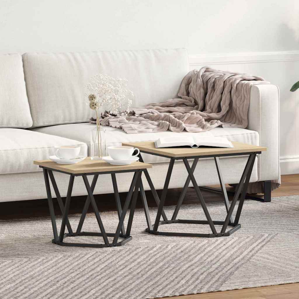 vidaXL Σετ βοηθητικά τραπεζάκια 2 pcs Sonoma Δρυς 50 x 50 x 40 cm