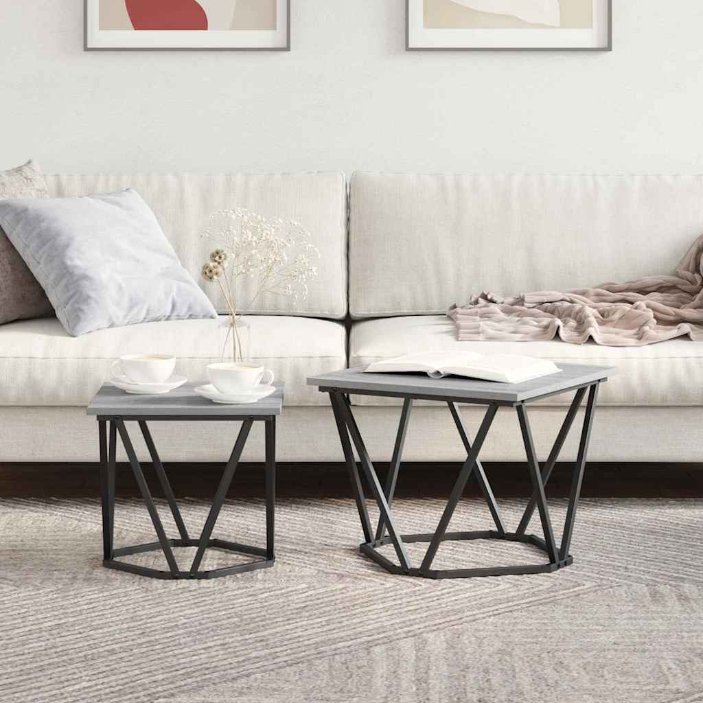 vidaXL Σετ βοηθητικά τραπεζάκια 2 pcs Γκρι sonoma 50 x 50 x 40 cm