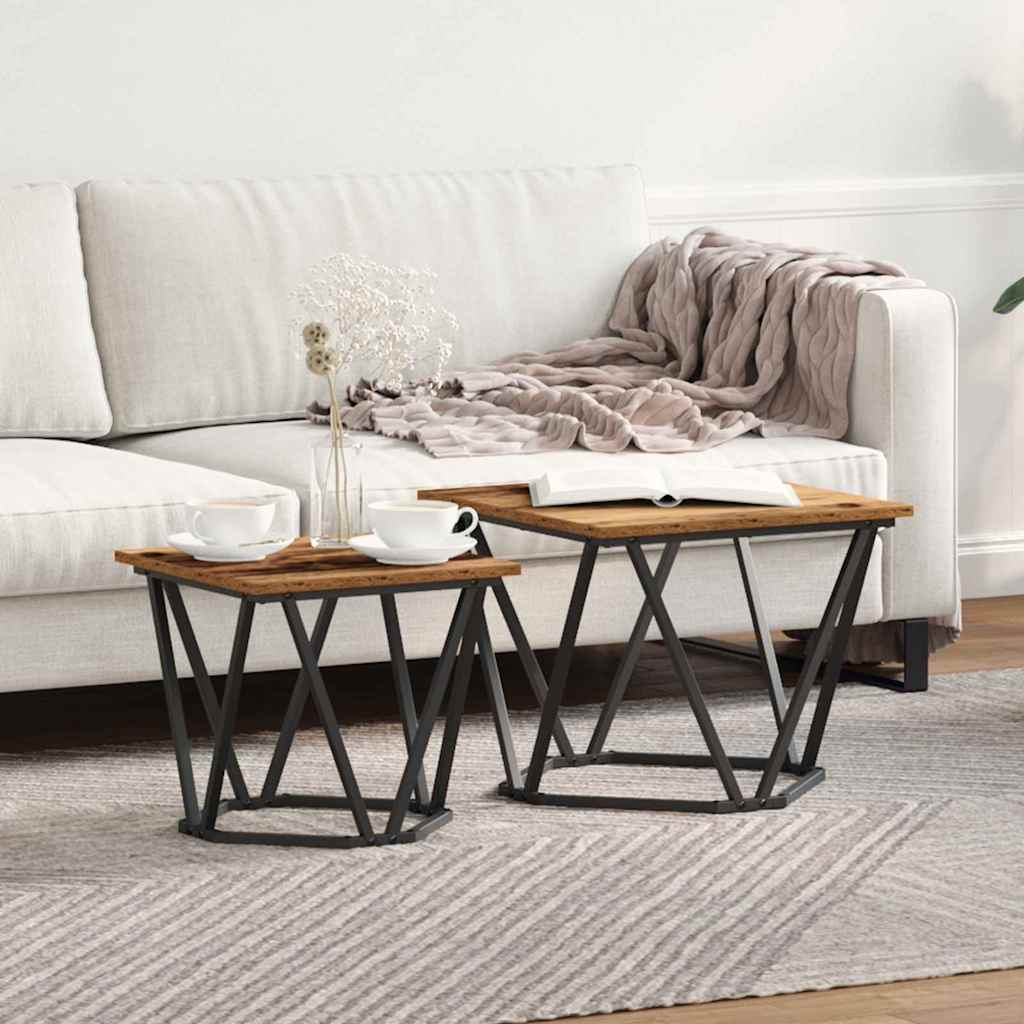vidaXL Σετ βοηθητικά τραπεζάκια 2 pcs Ανακυκλωμένο ξύλο