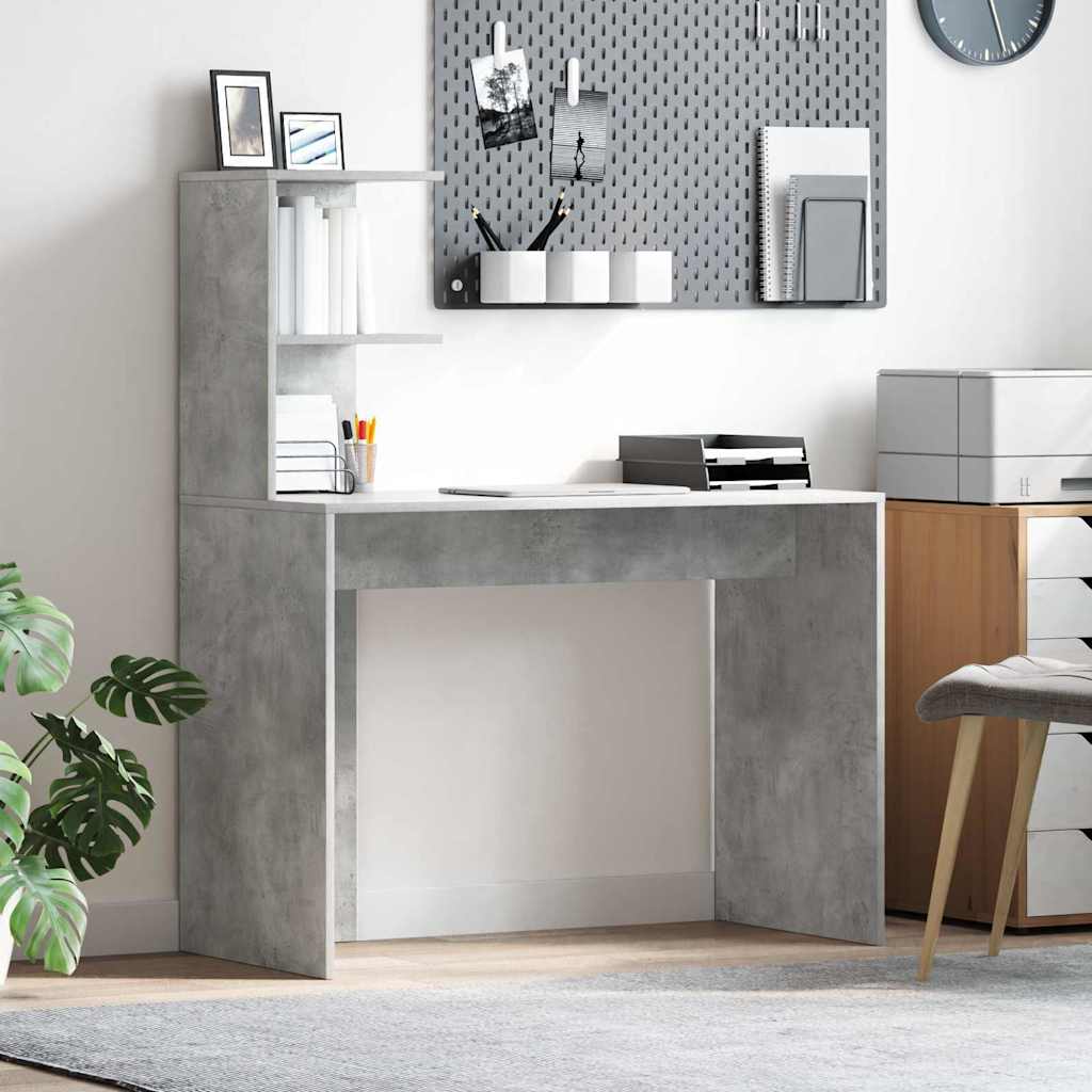 vidaXL Γραφείο Σκυρόδεμα Γκρι 102 x 50 x 124 cm Επεξεργασμένο Ξύλο