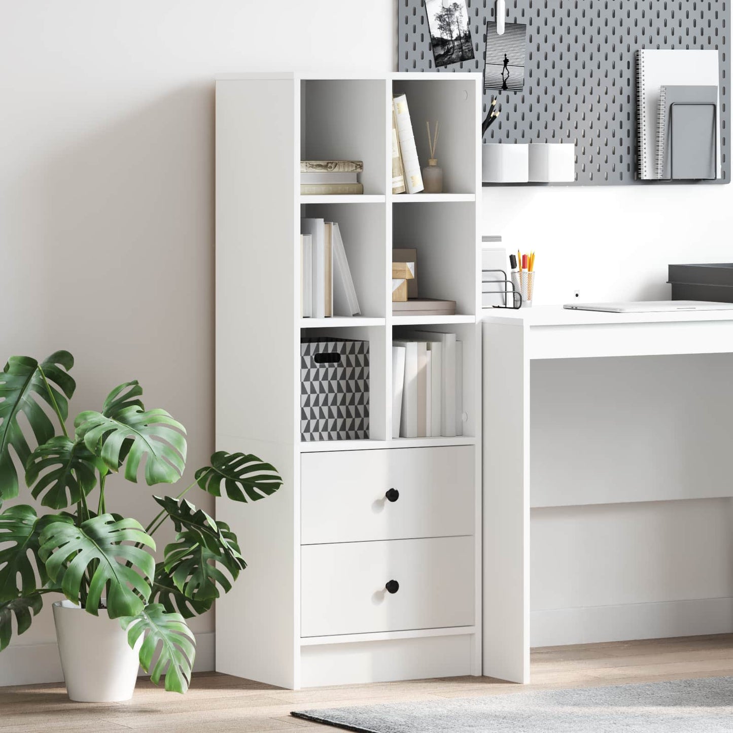 vidaXL Highboard με συρτάρι Λευκό 45,5 x 34 x 127 εκ