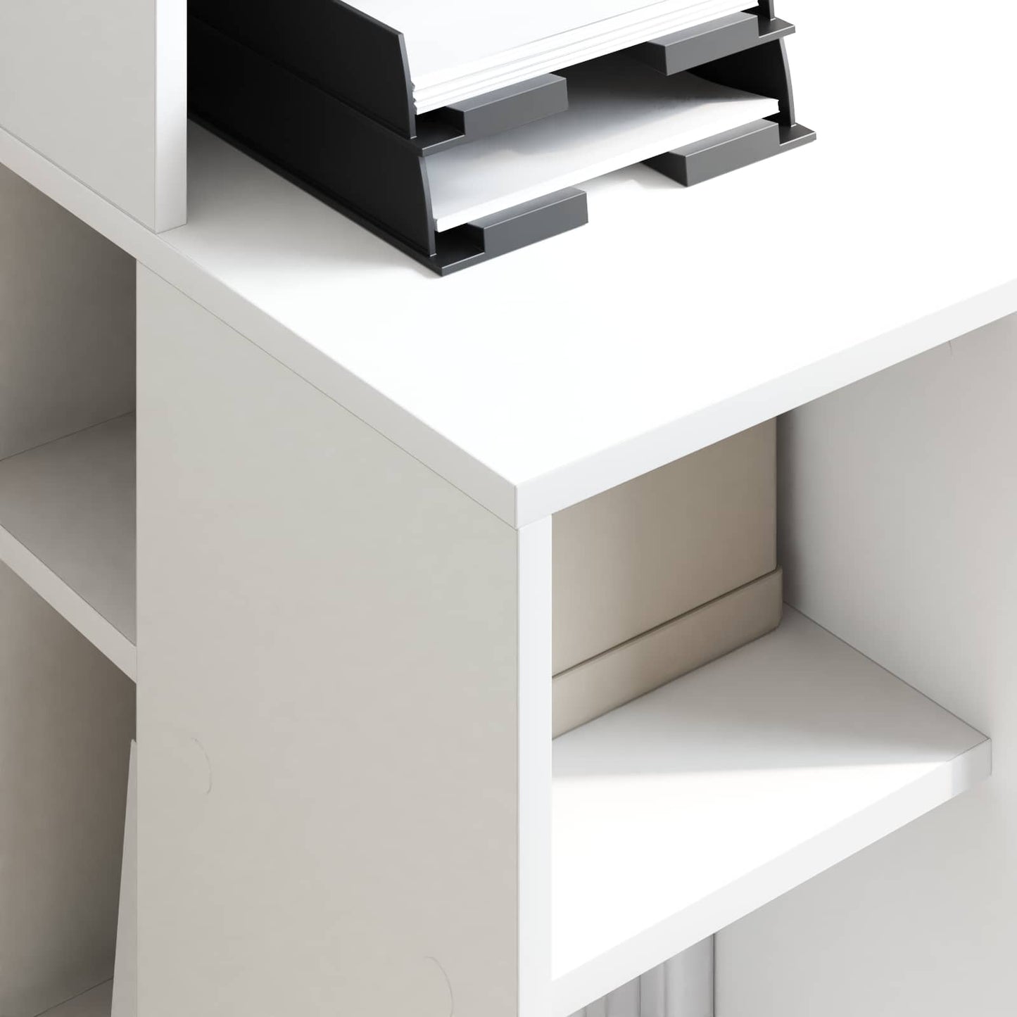 vidaXL Γραφείο με Αποθήκευση με ράφι Λευκό 90 x 48 x 101.5 εκ.