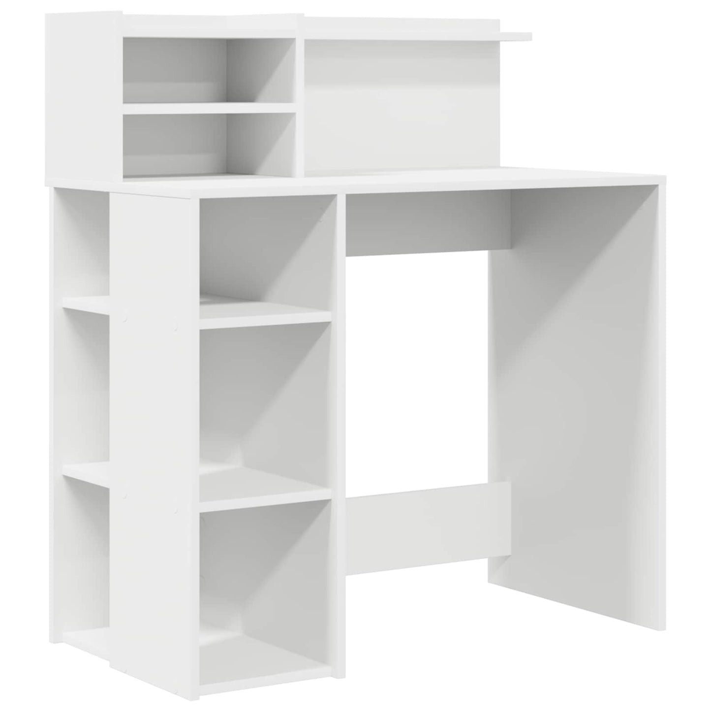 vidaXL Γραφείο με Αποθήκευση με ράφι Λευκό 90 x 48 x 101.5 εκ.