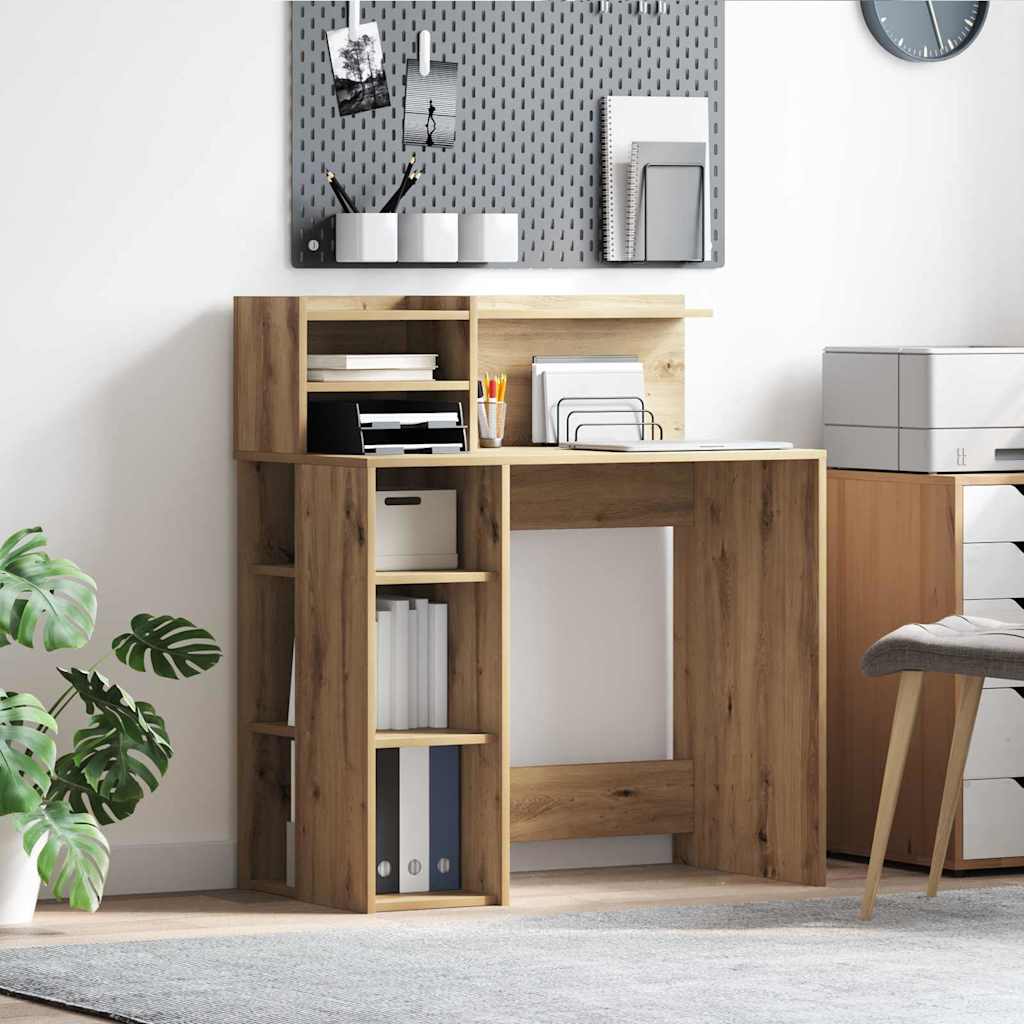 vidaXL Γραφείο με Αποθήκευση με ράφι artisan δρυς 90 x 48 x 101.5 εκ.
