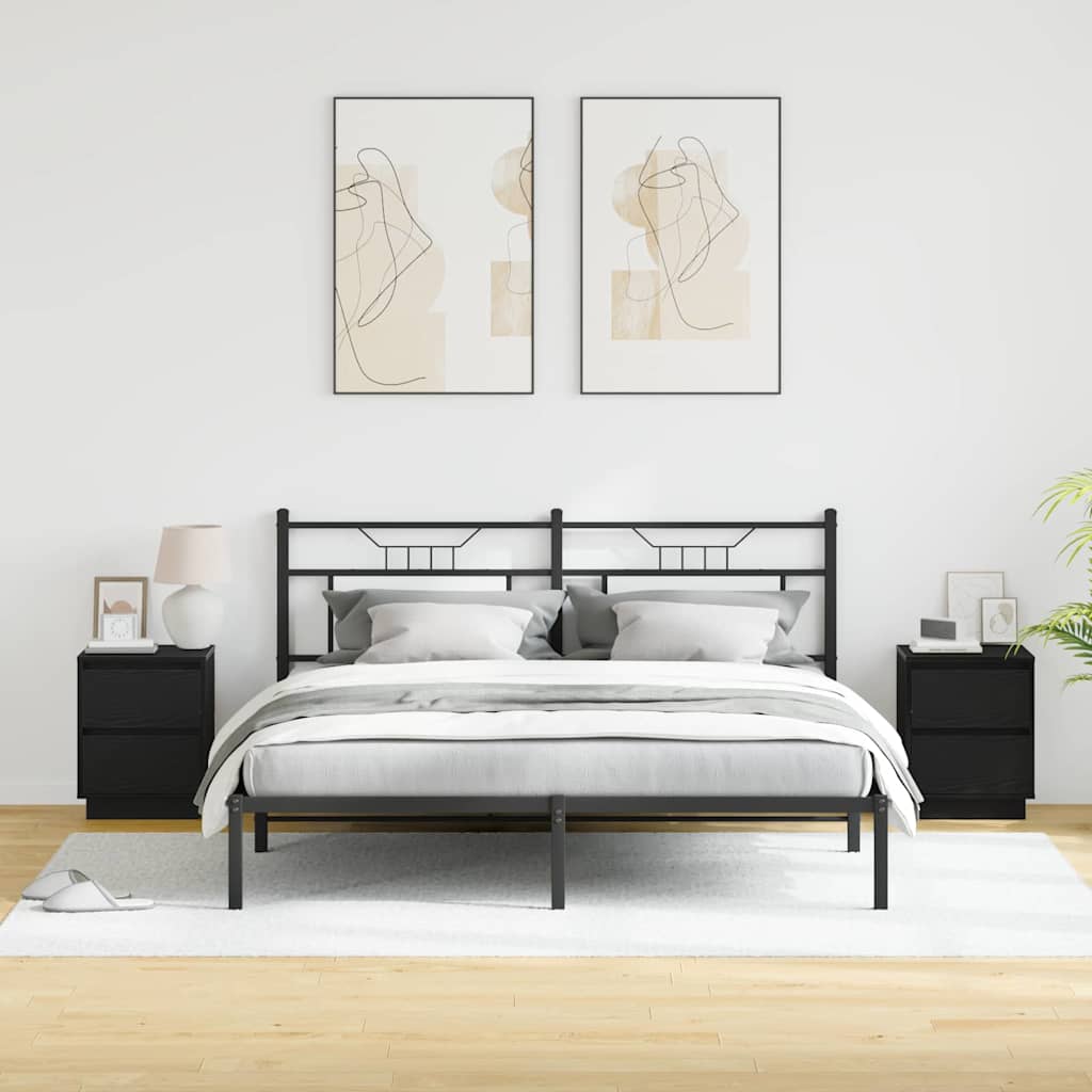 vidaXL Κομοδίνο 2 τμχ. Μαύρη Οξυά 39 x 34,5 x 50 εκ.