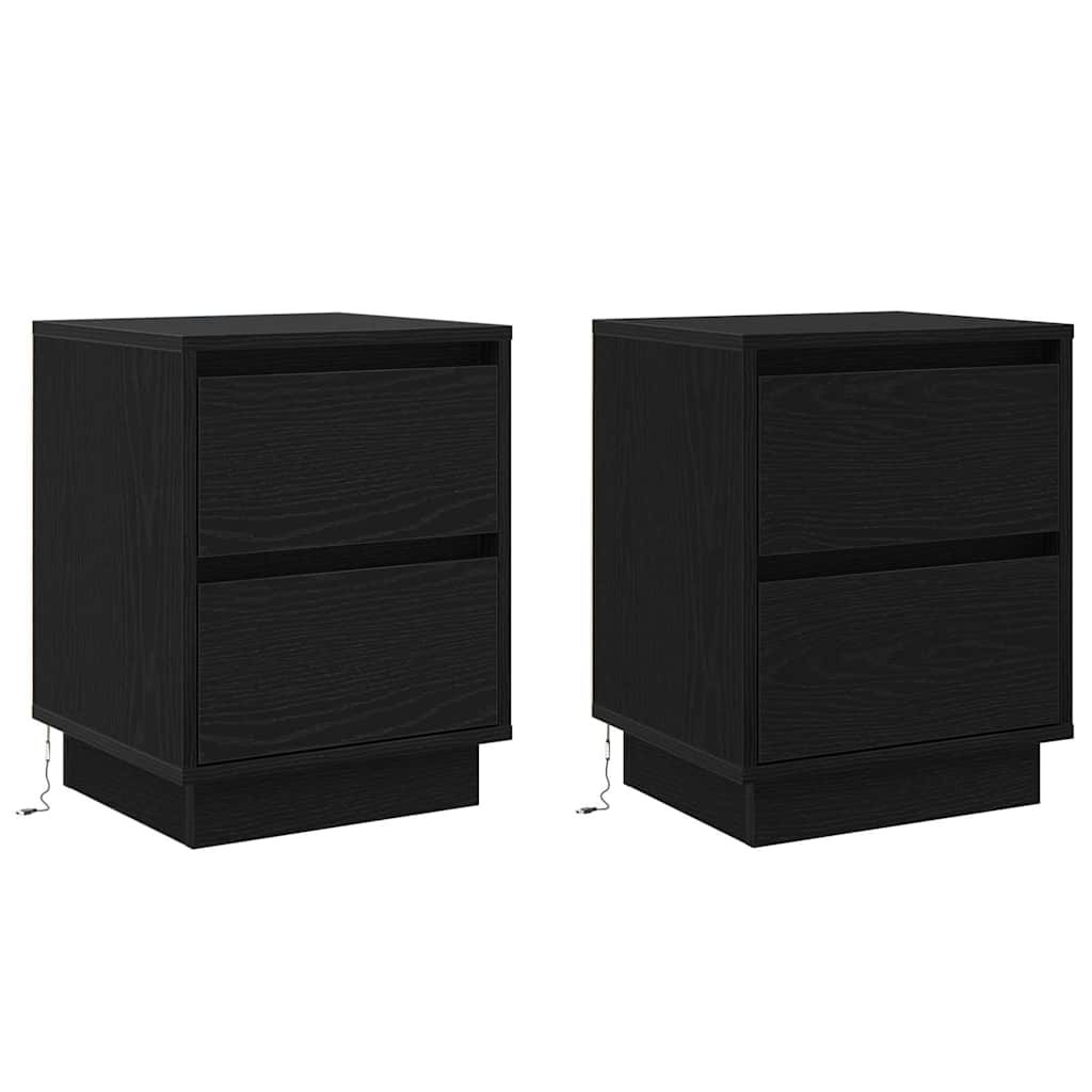 vidaXL Κομοδίνο 2 τμχ. Μαύρη Οξυά 39 x 34,5 x 50 εκ.