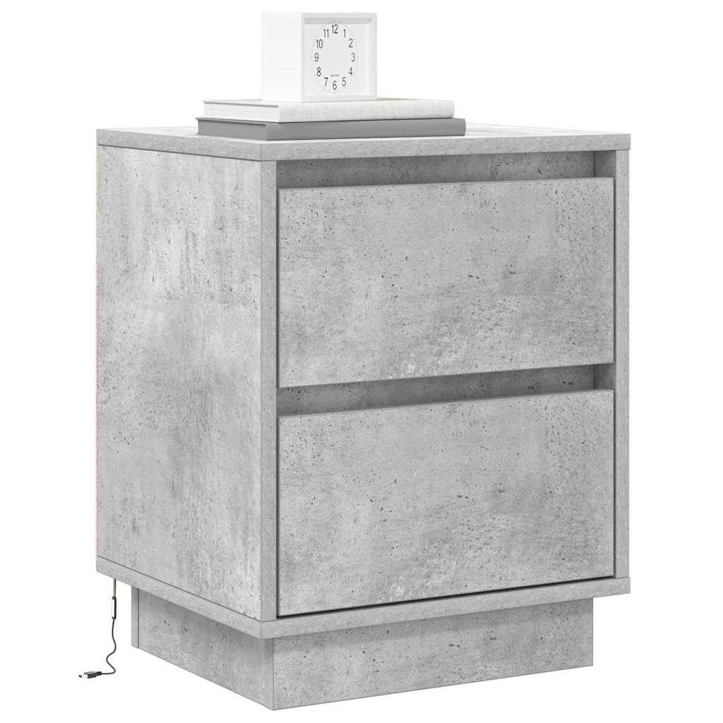 vidaXL Κομοδίνο 2 τμχ. Σκυρόδεμα Γκρι 39 x 34,5 x 50 εκ.