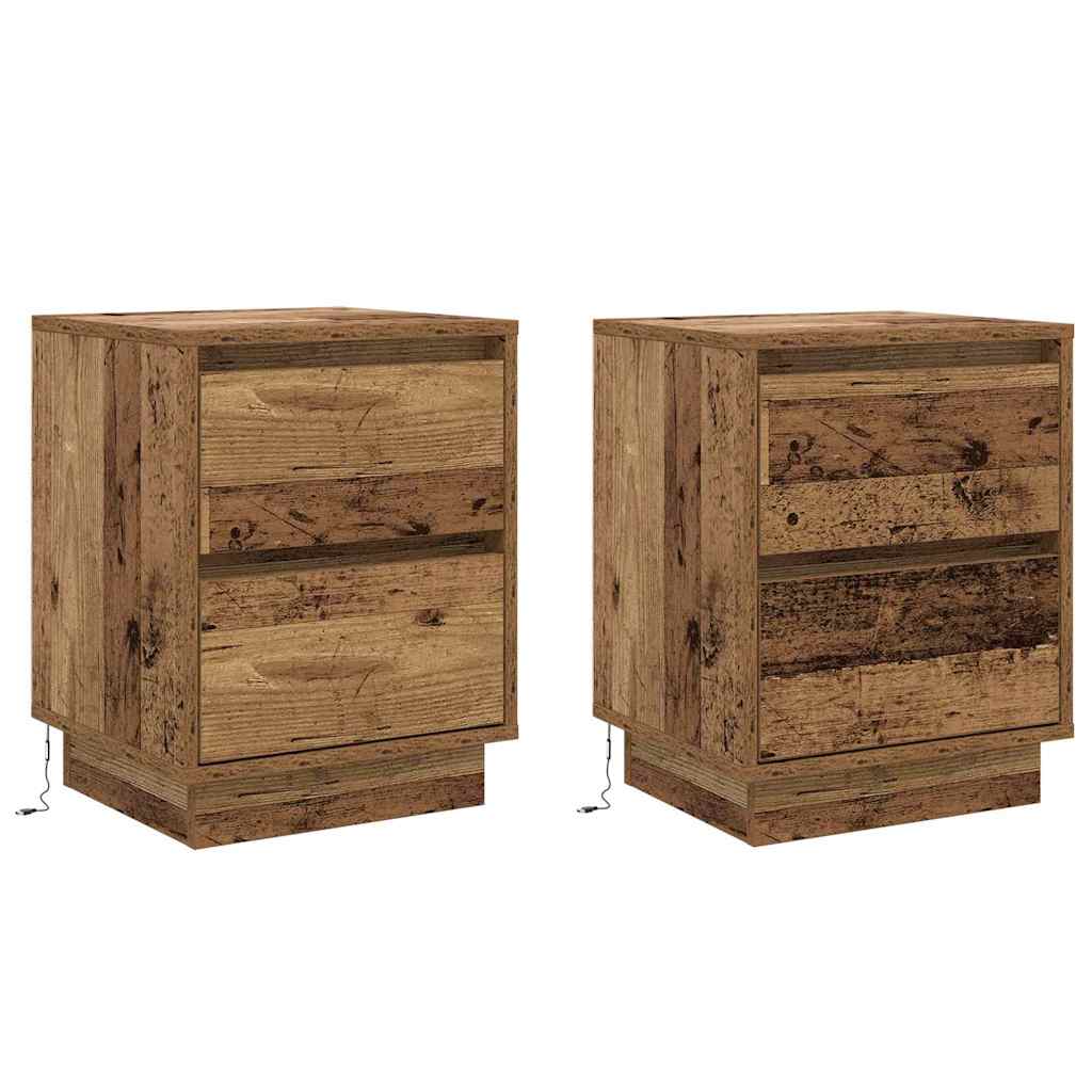 vidaXL Κομοδίνο 2 τμχ. Παλιό ξύλο 39 x 34,5 x 50 εκ.