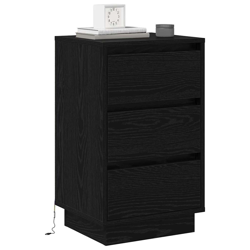 vidaXL Κομοδίνο Μαύρη Οξυά 39 x 34,5 x 65 εκ. Επεξεργασμένο ξύλο