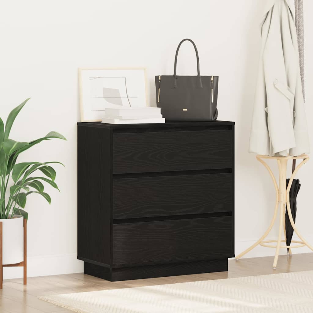 vidaXL Κομοδίνο Μαύρη Οξυά 71 x 34,5 x 75 εκ. Επεξεργασμένο ξύλο