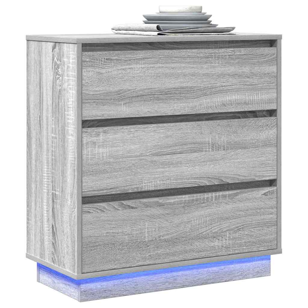 vidaXL Κομοδίνο Γκρι 71 x 34,5 x 75 εκ. Επεξεργασμένο ξύλο