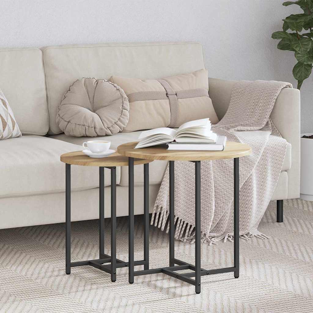 vidaXL Σετ βοηθητικά τραπεζάκια 2 pcs Δρυς Artisan και Μαύρο