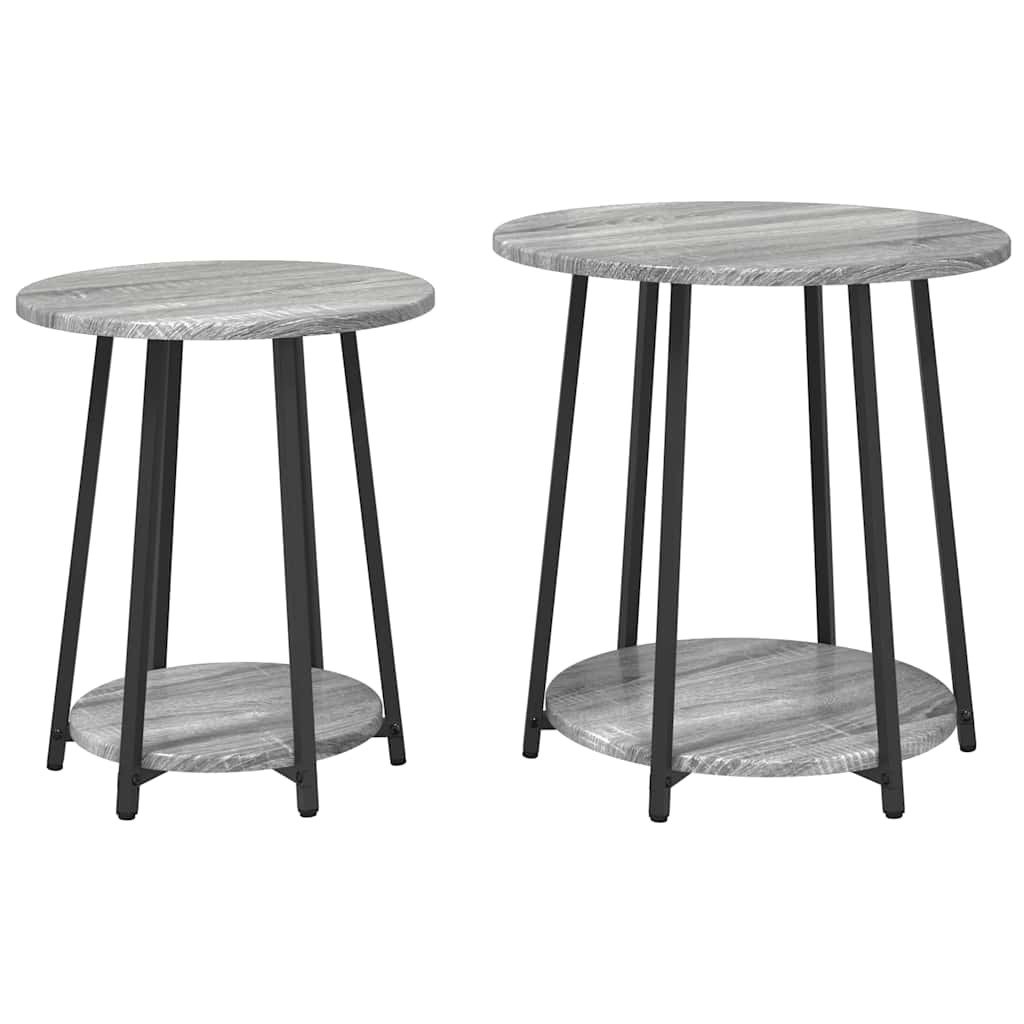 vidaXL Σετ βοηθητικά τραπεζάκια με ράφι 2 pcs Γκρι σονόμα και Μαύρο
