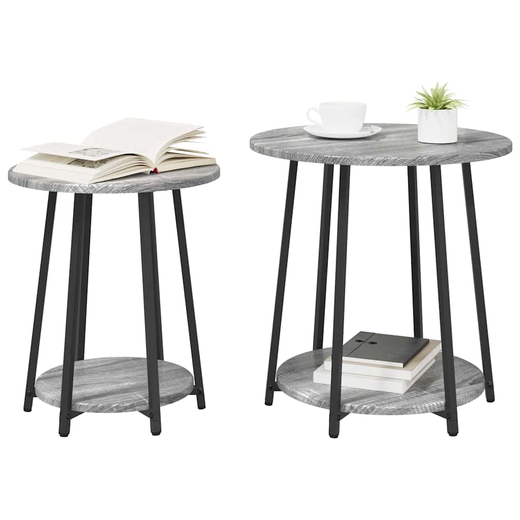 vidaXL Σετ βοηθητικά τραπεζάκια με ράφι 2 pcs Γκρι σονόμα και Μαύρο