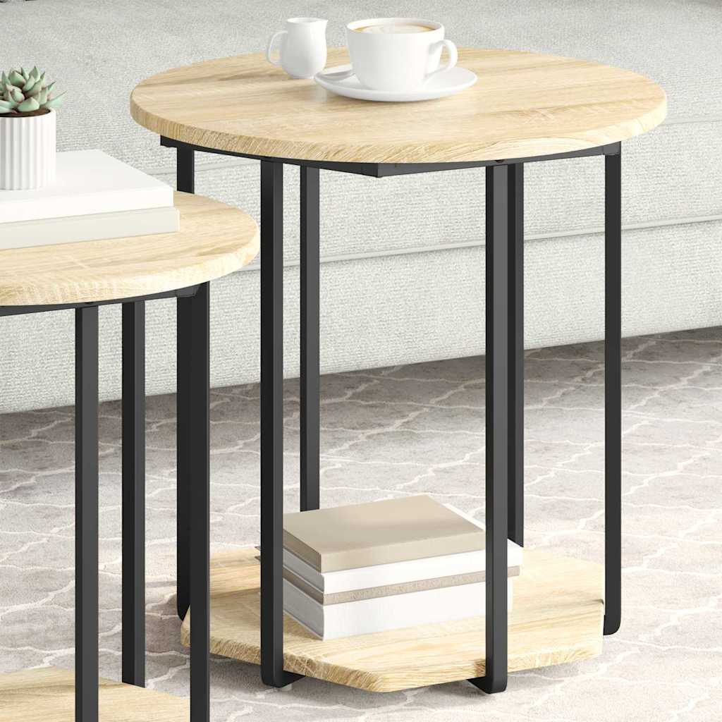 vidaXL Σετ βοηθητικά τραπεζάκια με ράφι 2 pcs Καφέ 50 x 50 x 50,5 cm